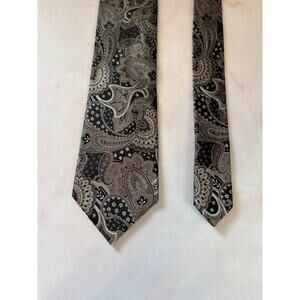 Geoffrey Beene paisley silk necktie men’s‎ brown tan vintage